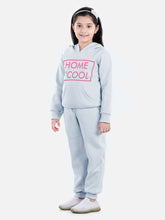 Girls Grey Home S'Cool Printed Hooded Track Suit Set